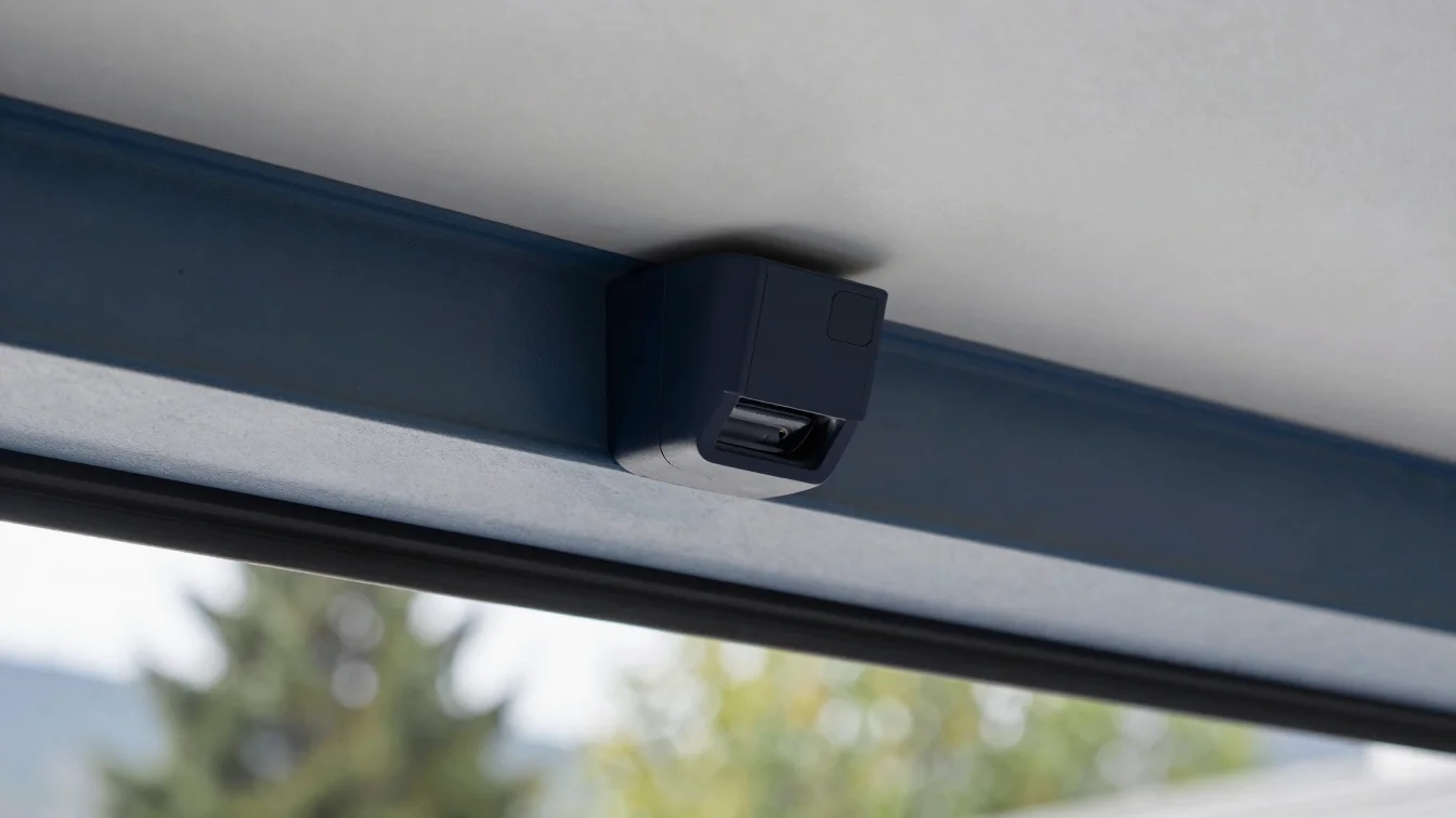 Modern garage door opener installed overhead